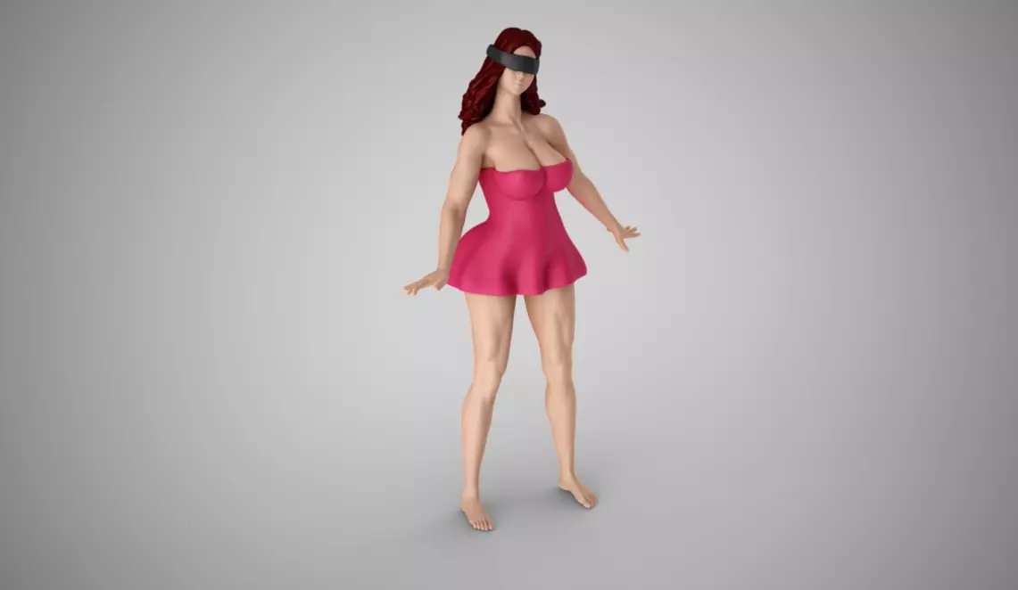 Girl Playing Blind Mans Buff 3D print model_0