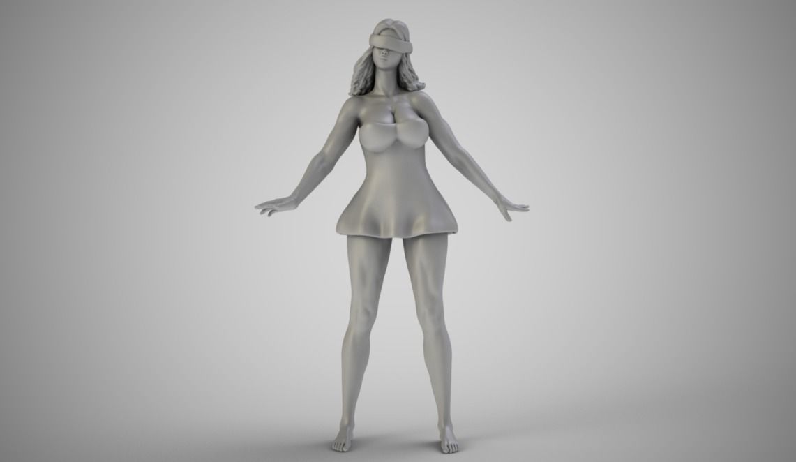 Girl Playing Blind Mans Buff 3D print model_2