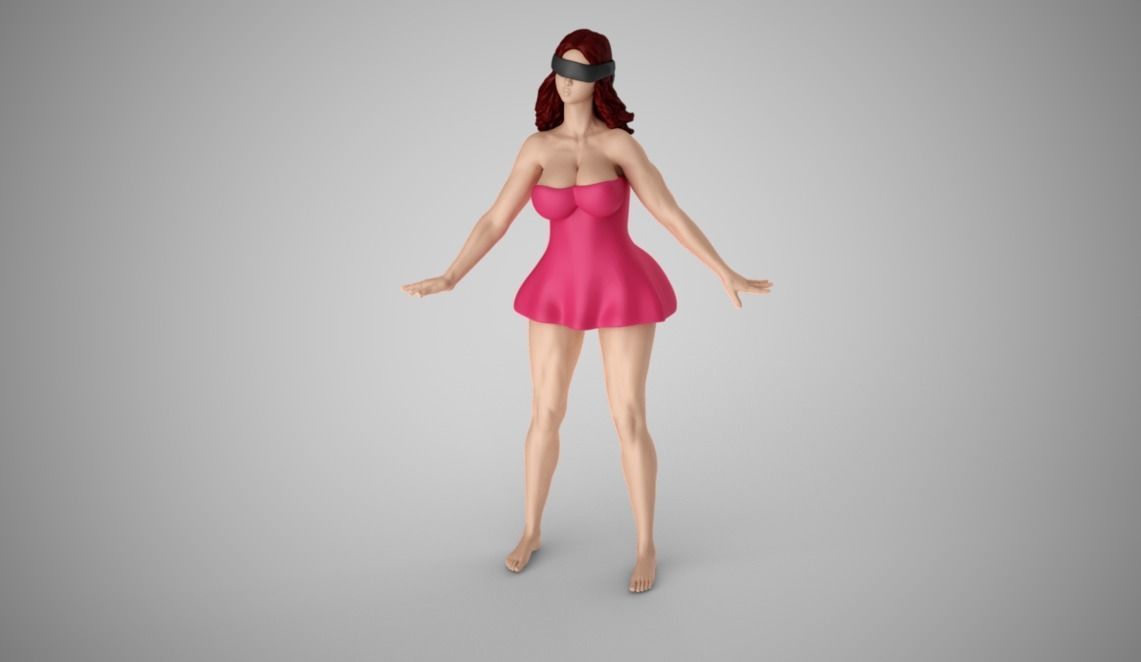 Girl Playing Blind Mans Buff 3D print model_4