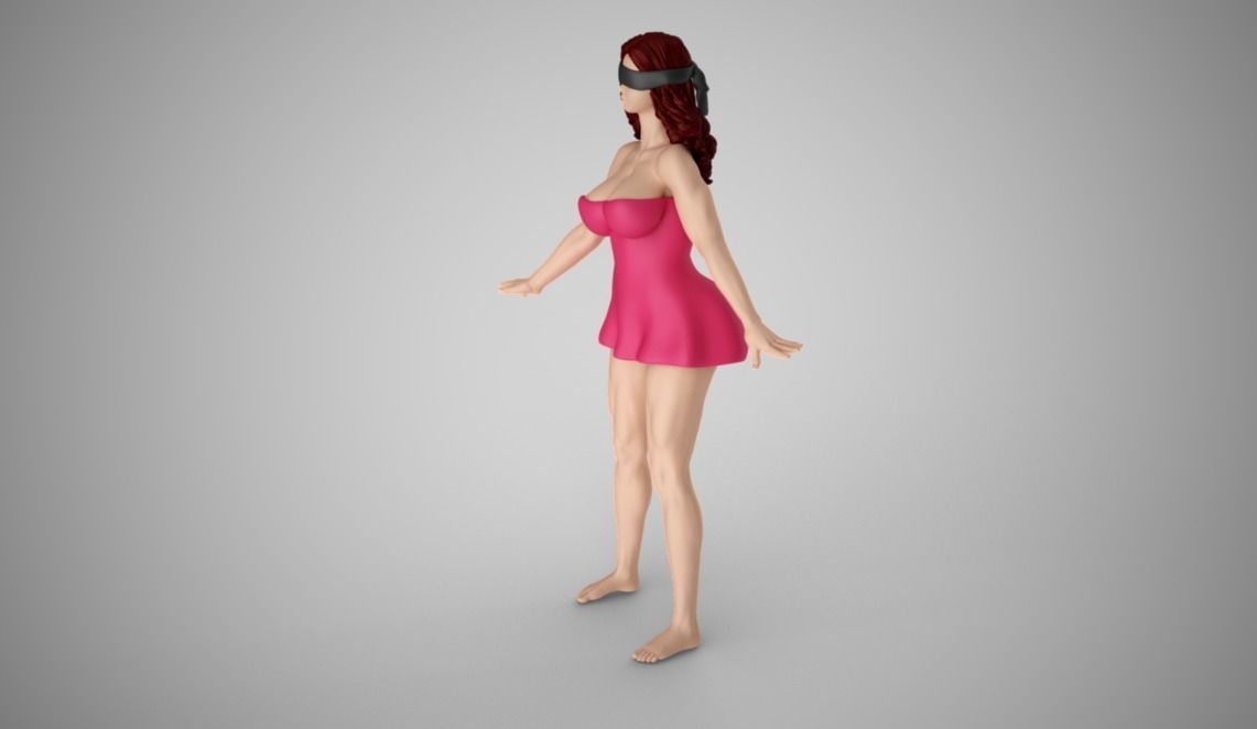 Girl Playing Blind Mans Buff 3D print model_5