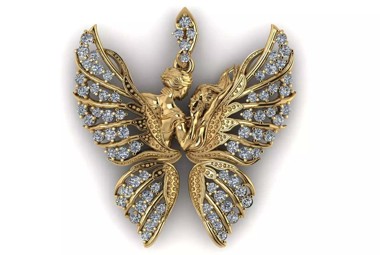 loving butterfly pandent  3D print model_0