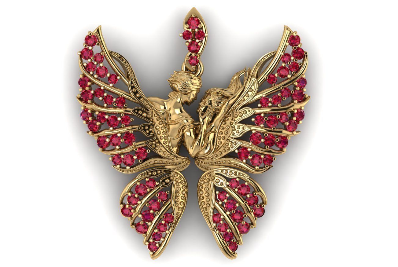 loving butterfly pandent  3D print model_2