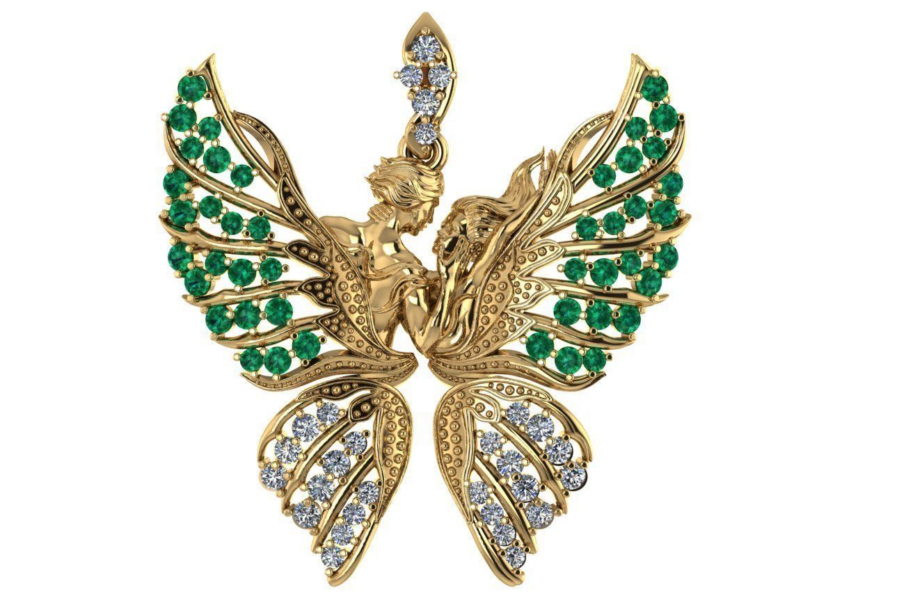 loving butterfly pandent  3D print model_3