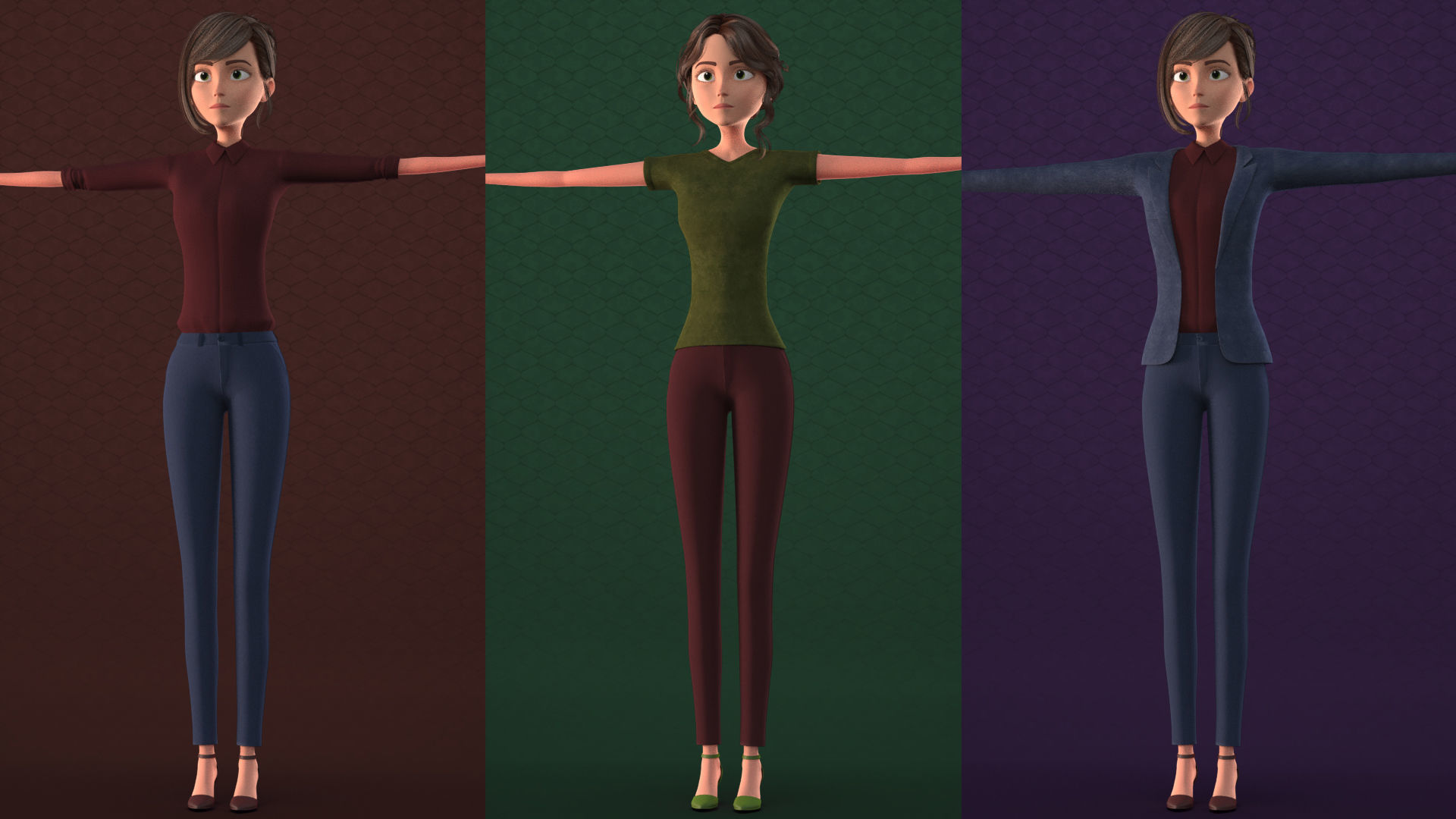 CARTOON MOTHER 2 - TOON WOMAN rigged Low-poly 3D model_2
