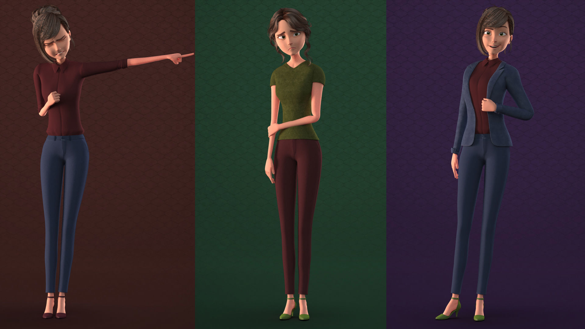 CARTOON MOTHER 2 - TOON WOMAN rigged Low-poly 3D model_8