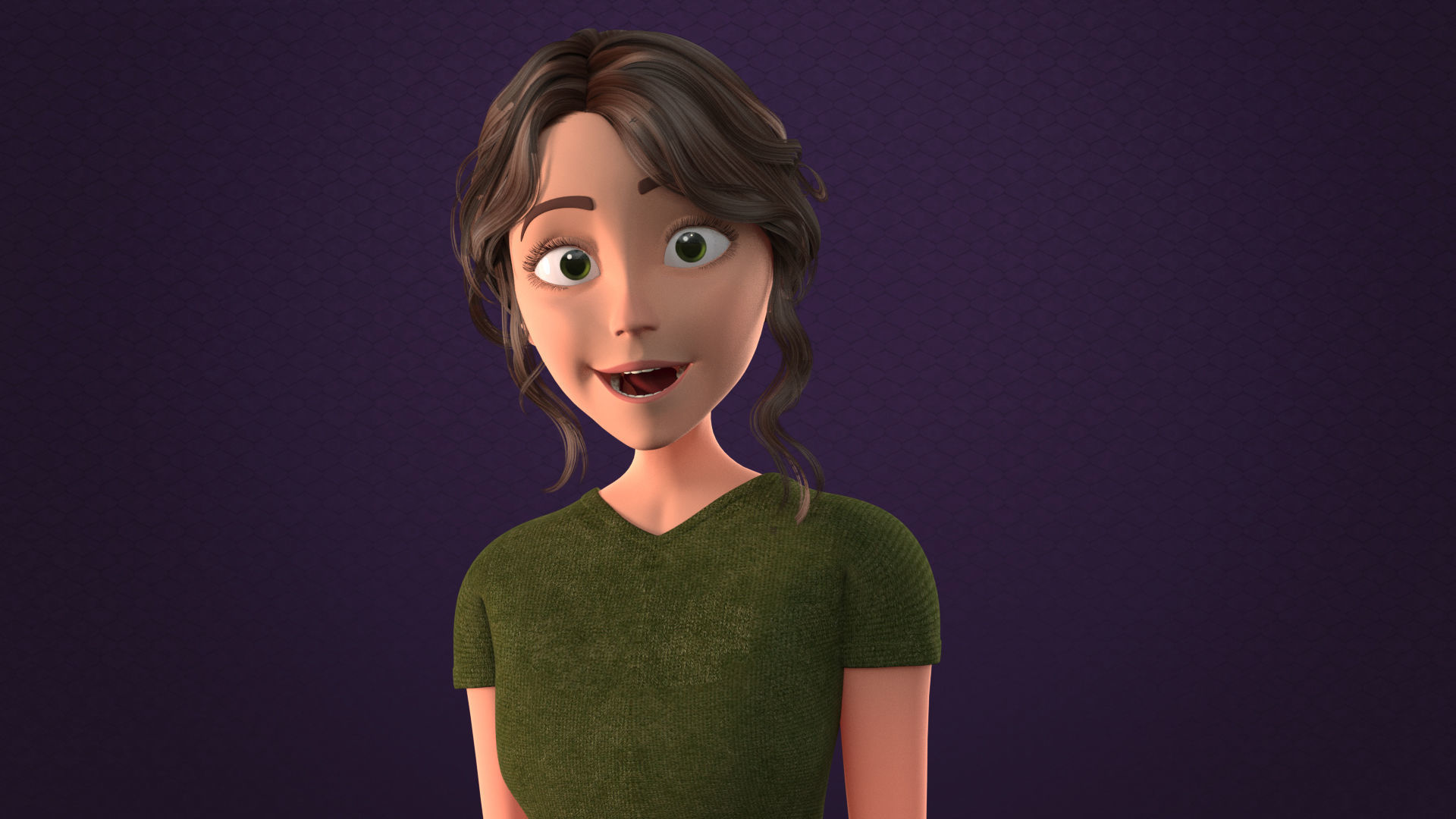 CARTOON MOTHER 2 - TOON WOMAN rigged Low-poly 3D model_17