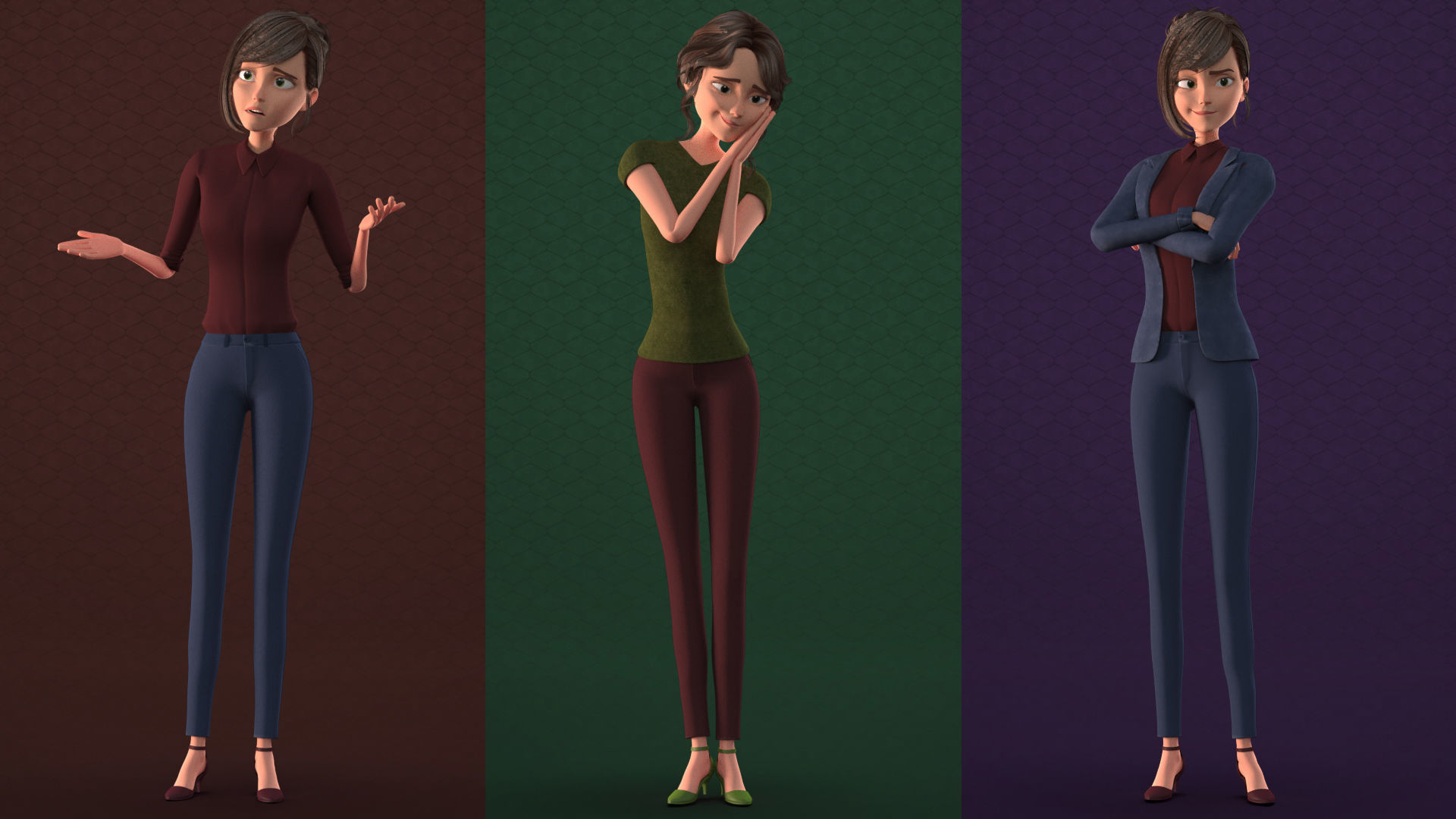 CARTOON MOTHER 2 - TOON WOMAN rigged Low-poly 3D model_7