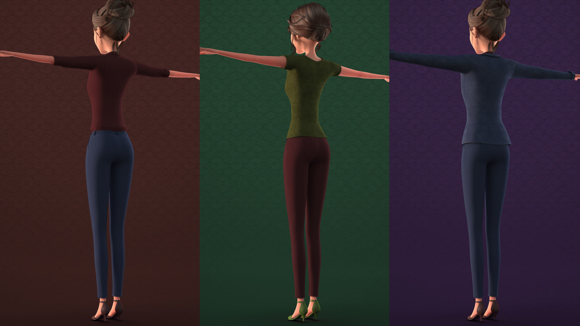 CARTOON MOTHER 2 - TOON WOMAN rigged Low-poly 3D model_5