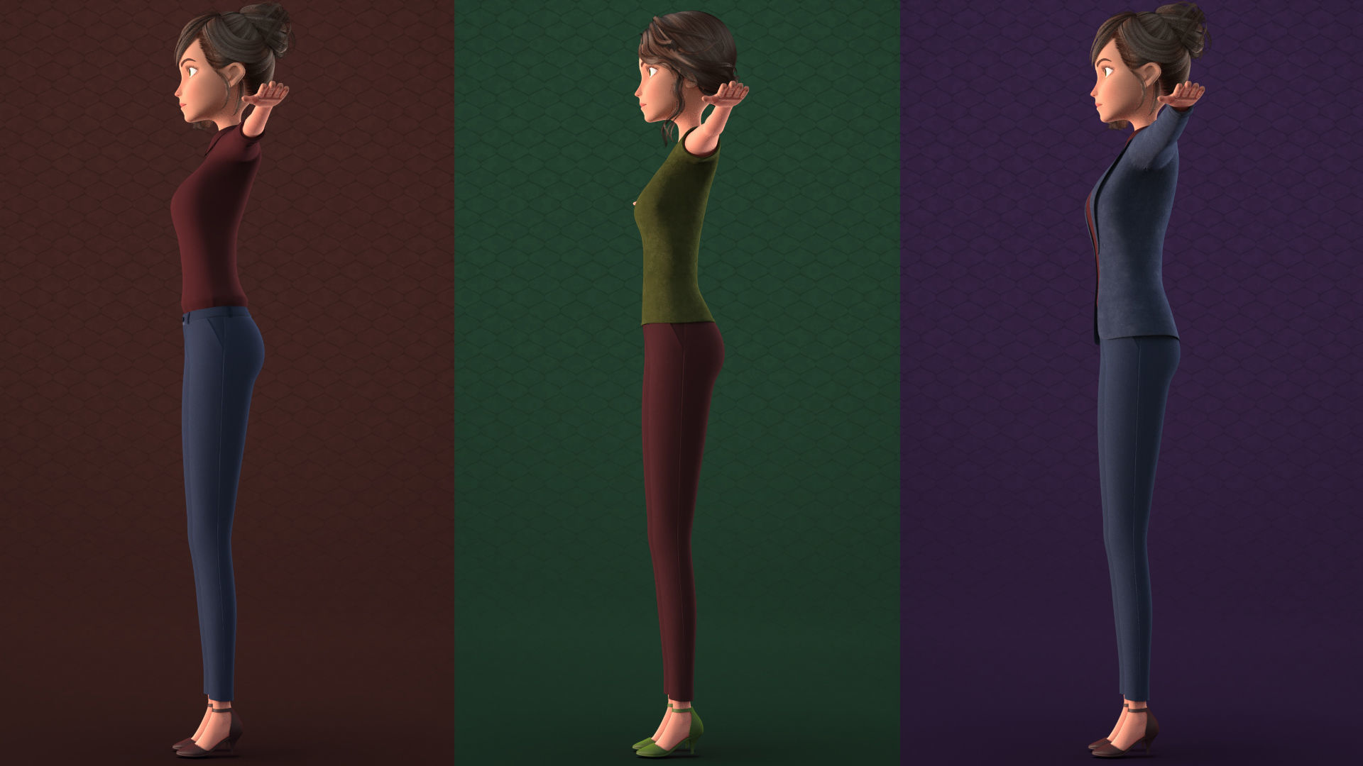 CARTOON MOTHER 2 - TOON WOMAN rigged Low-poly 3D model_4
