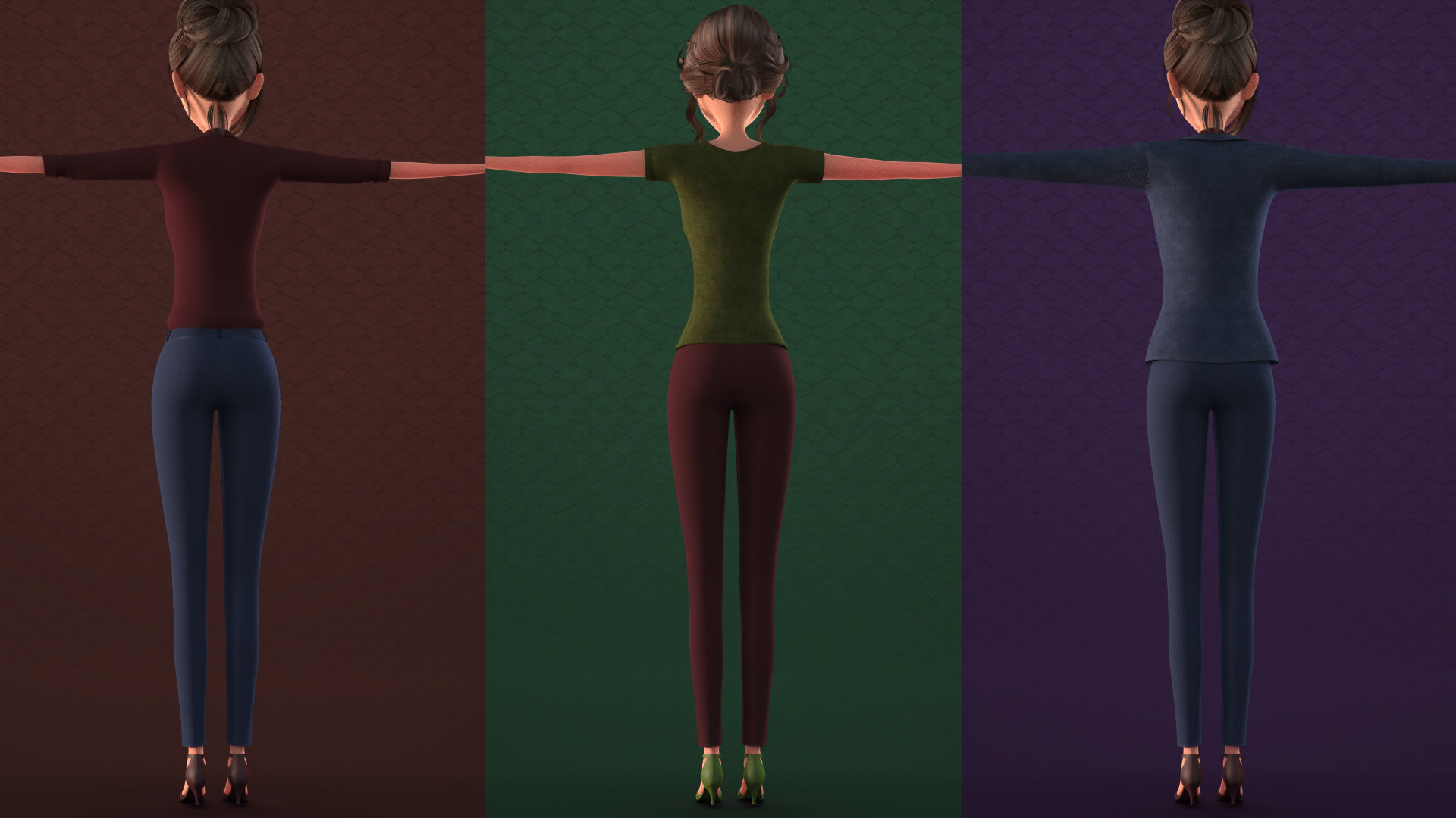 CARTOON MOTHER 2 - TOON WOMAN rigged Low-poly 3D model_6