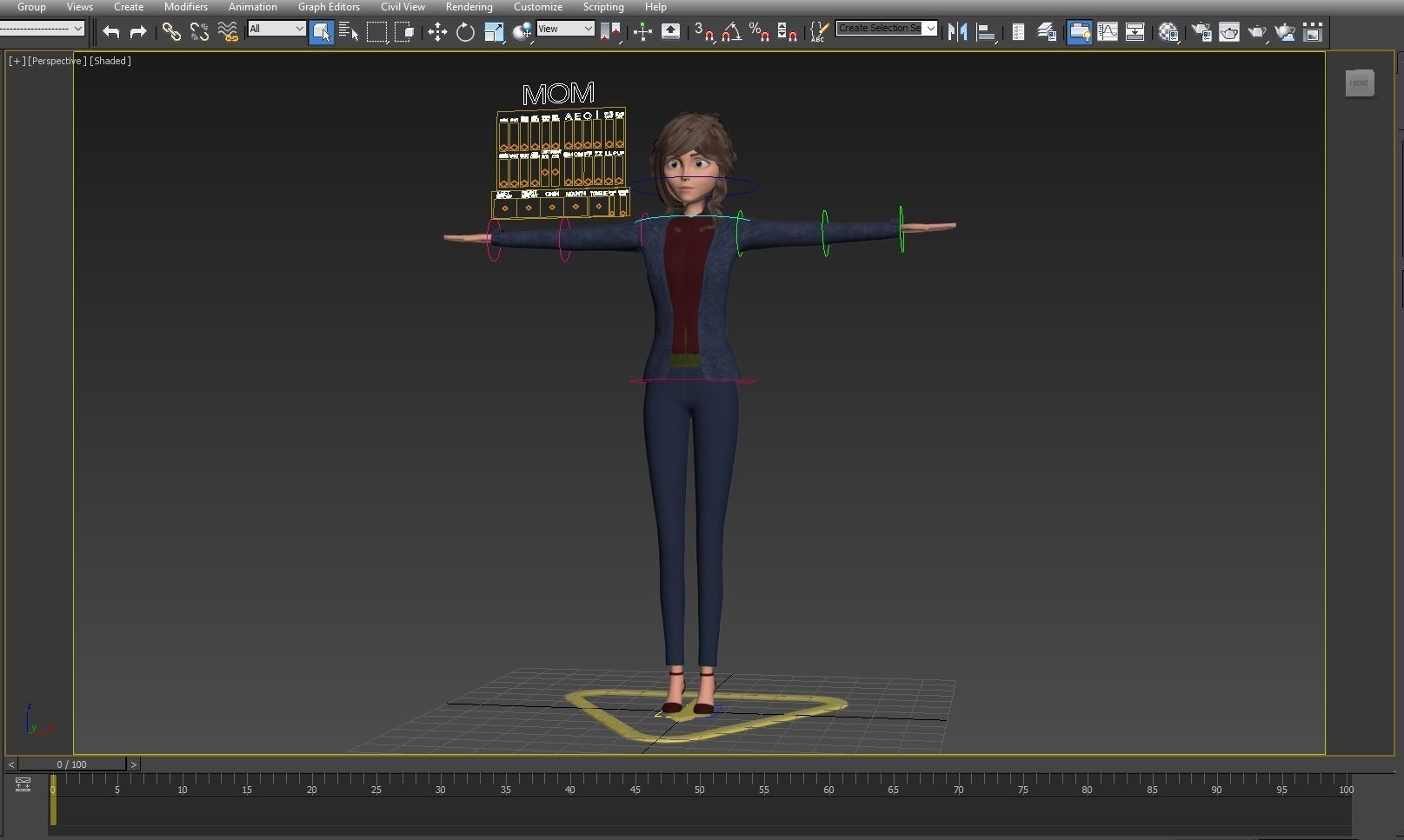 CARTOON MOTHER 2 - TOON WOMAN rigged Low-poly 3D model_20