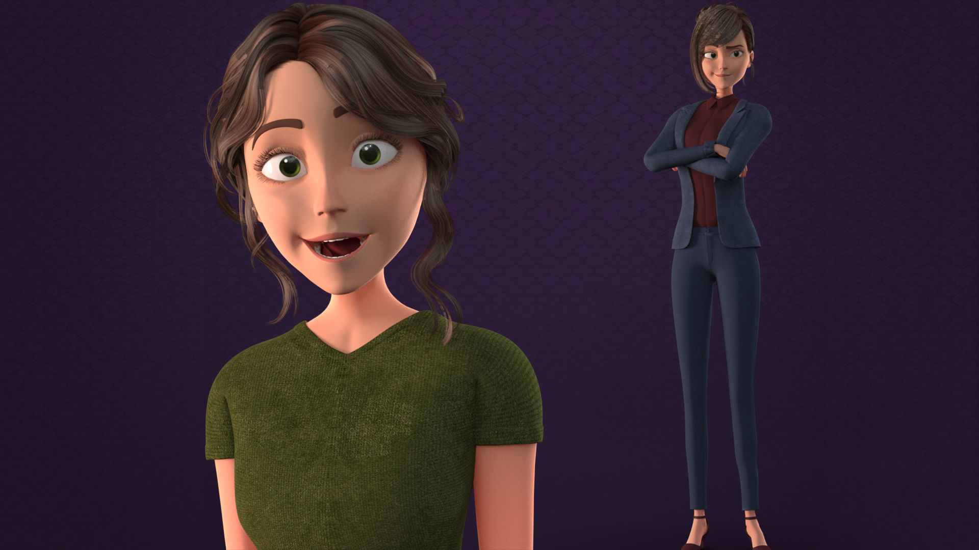 CARTOON MOTHER 2 - TOON WOMAN rigged Low-poly 3D model_21