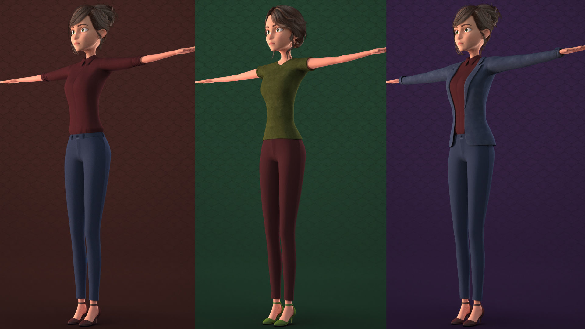 CARTOON MOTHER 2 - TOON WOMAN rigged Low-poly 3D model_3