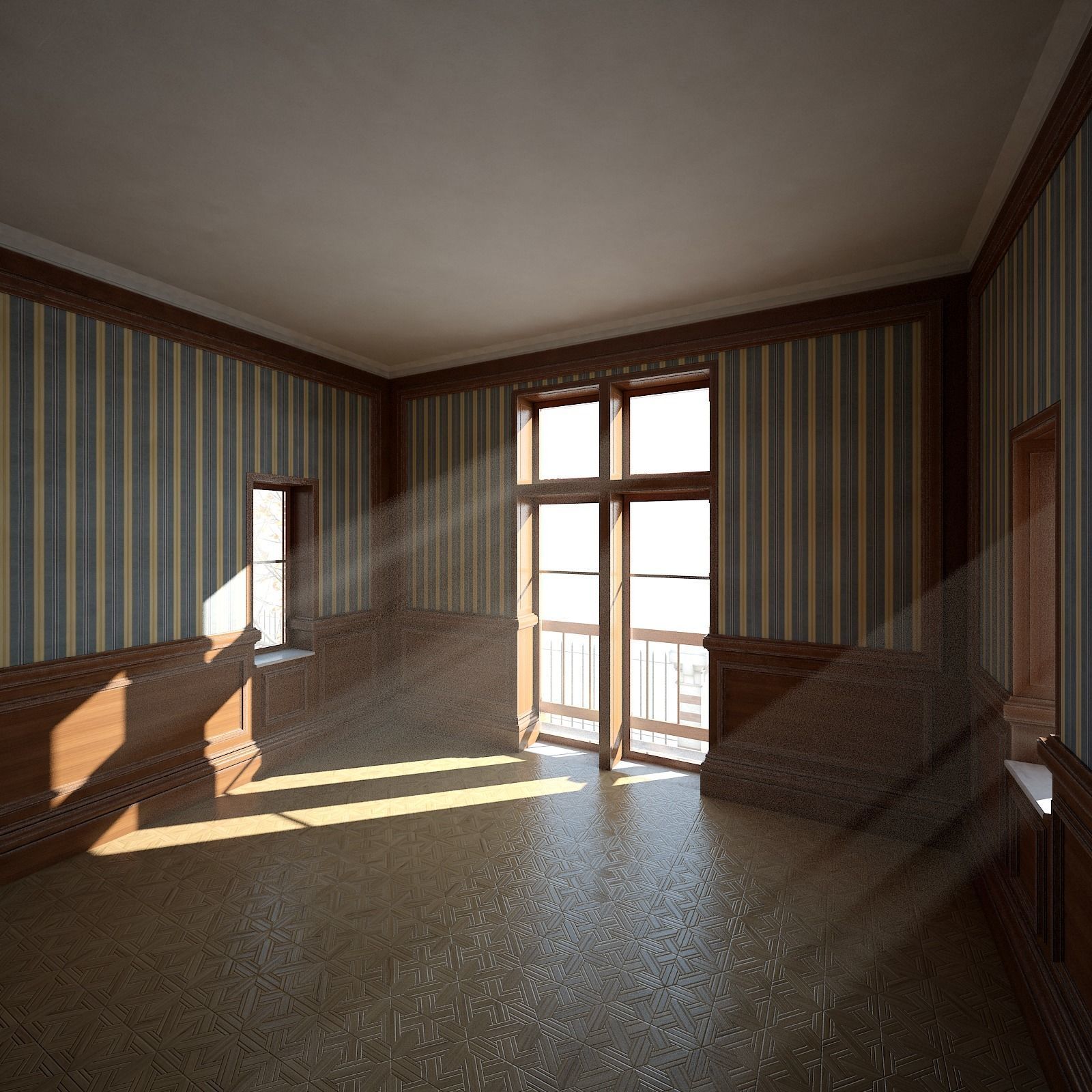 Old House with Interior 3D model_7