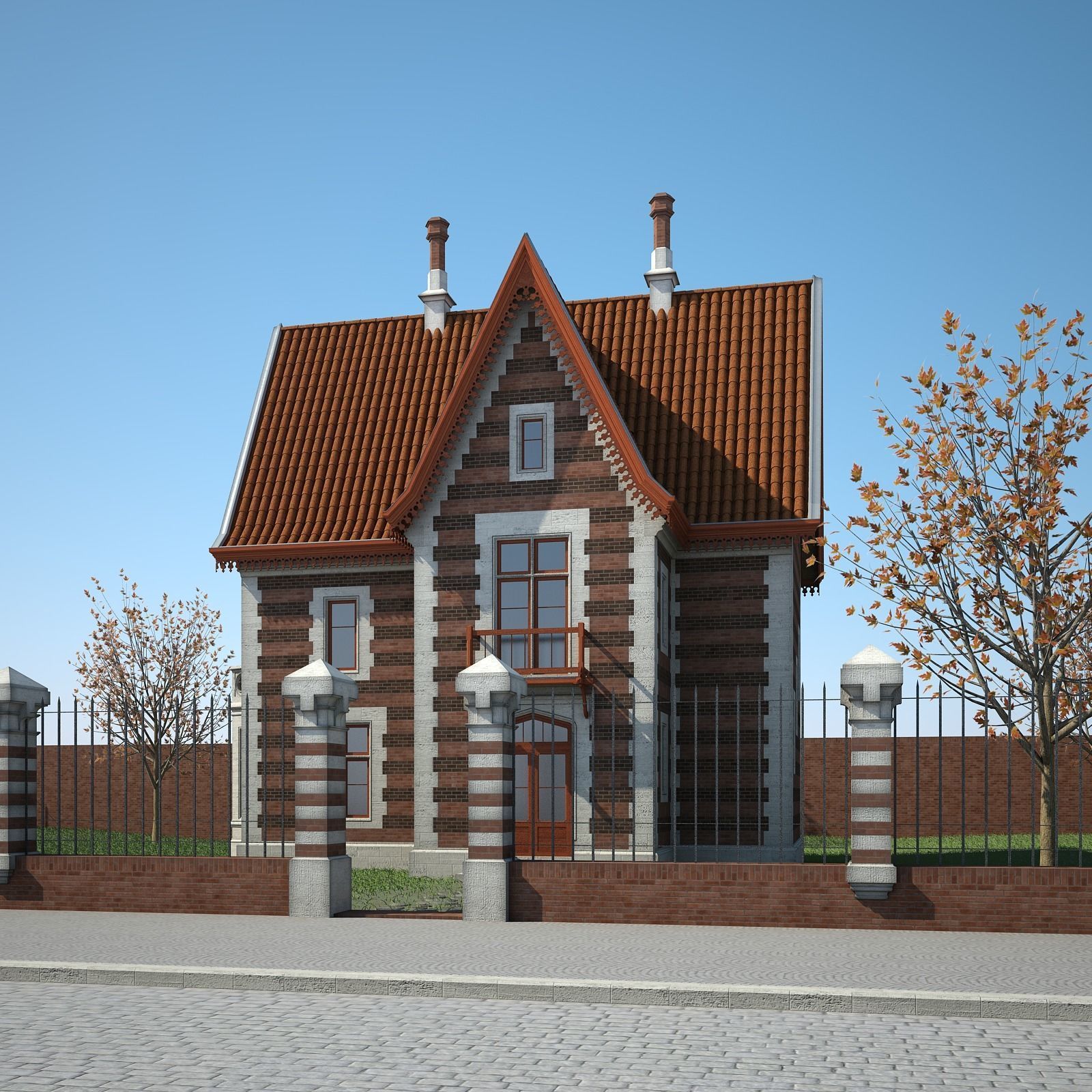 Old House with Interior 3D model_3