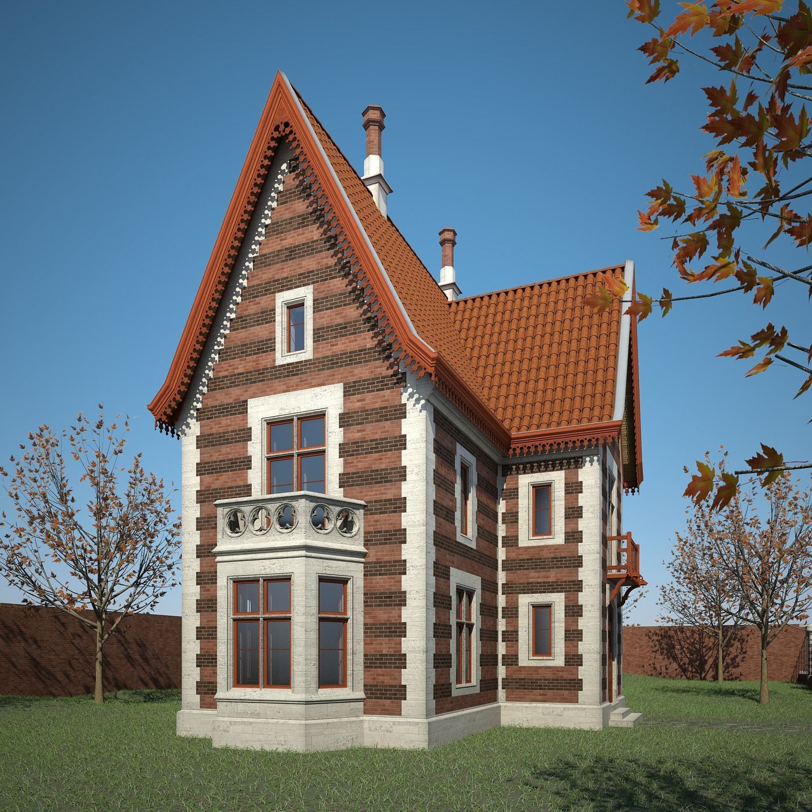 Old House with Interior 3D model_1