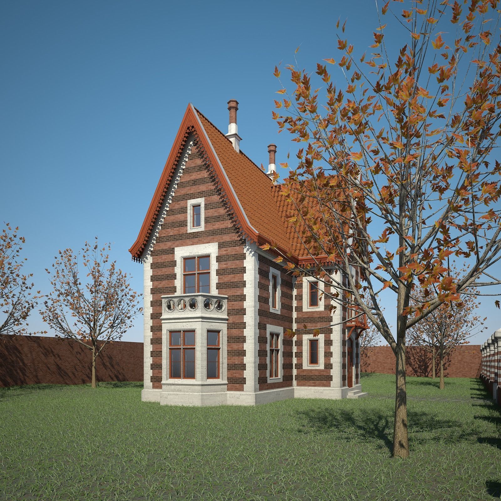 Old House with Interior 3D model_4