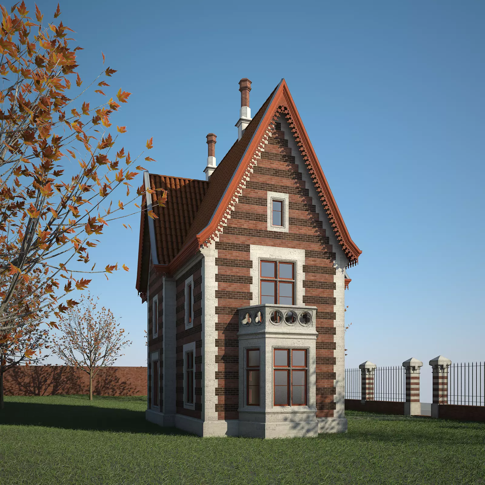 Old House with Interior 3D model_0