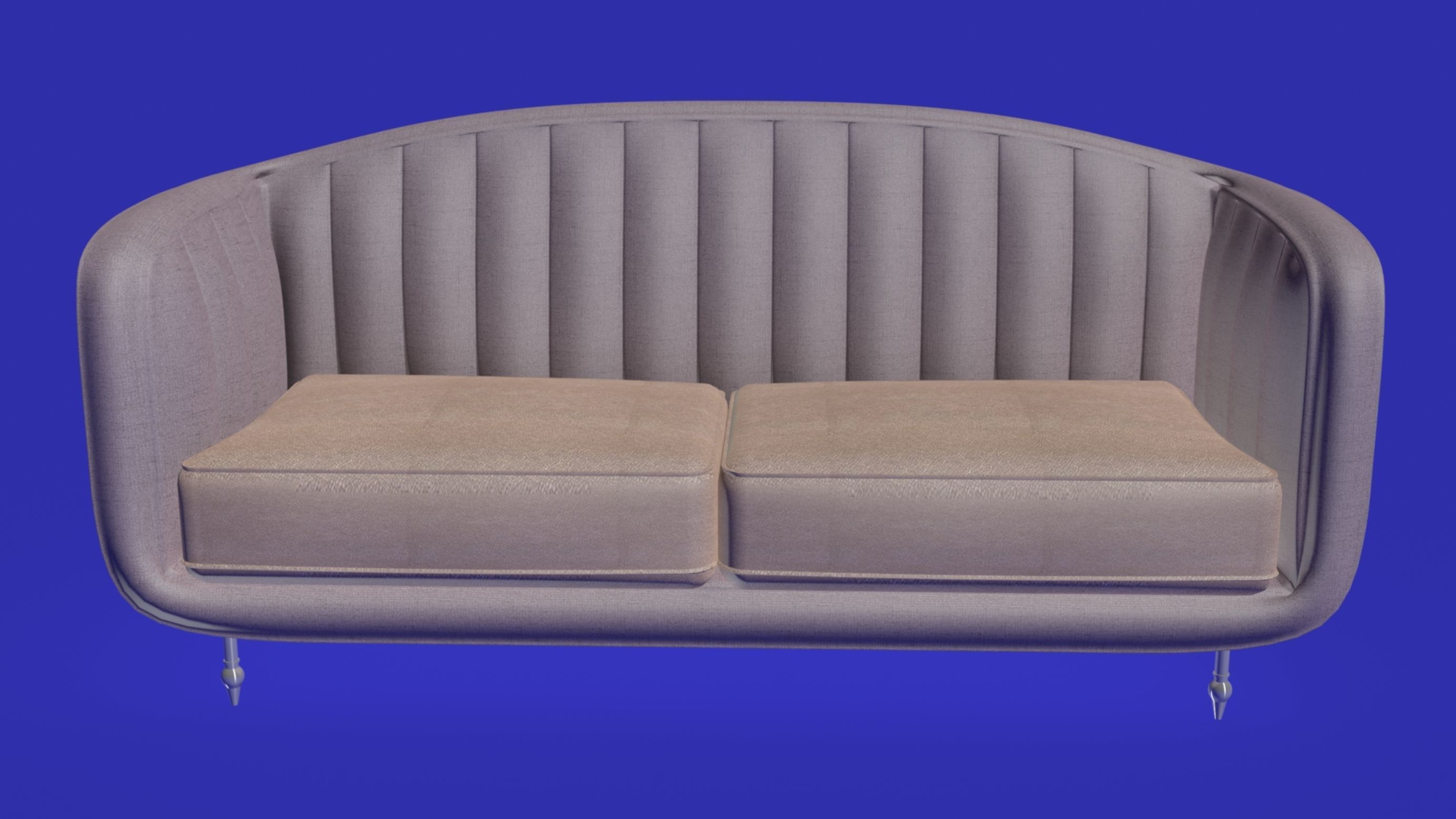 Nordic Scandinavian smooth rounded sofa 3D model_1