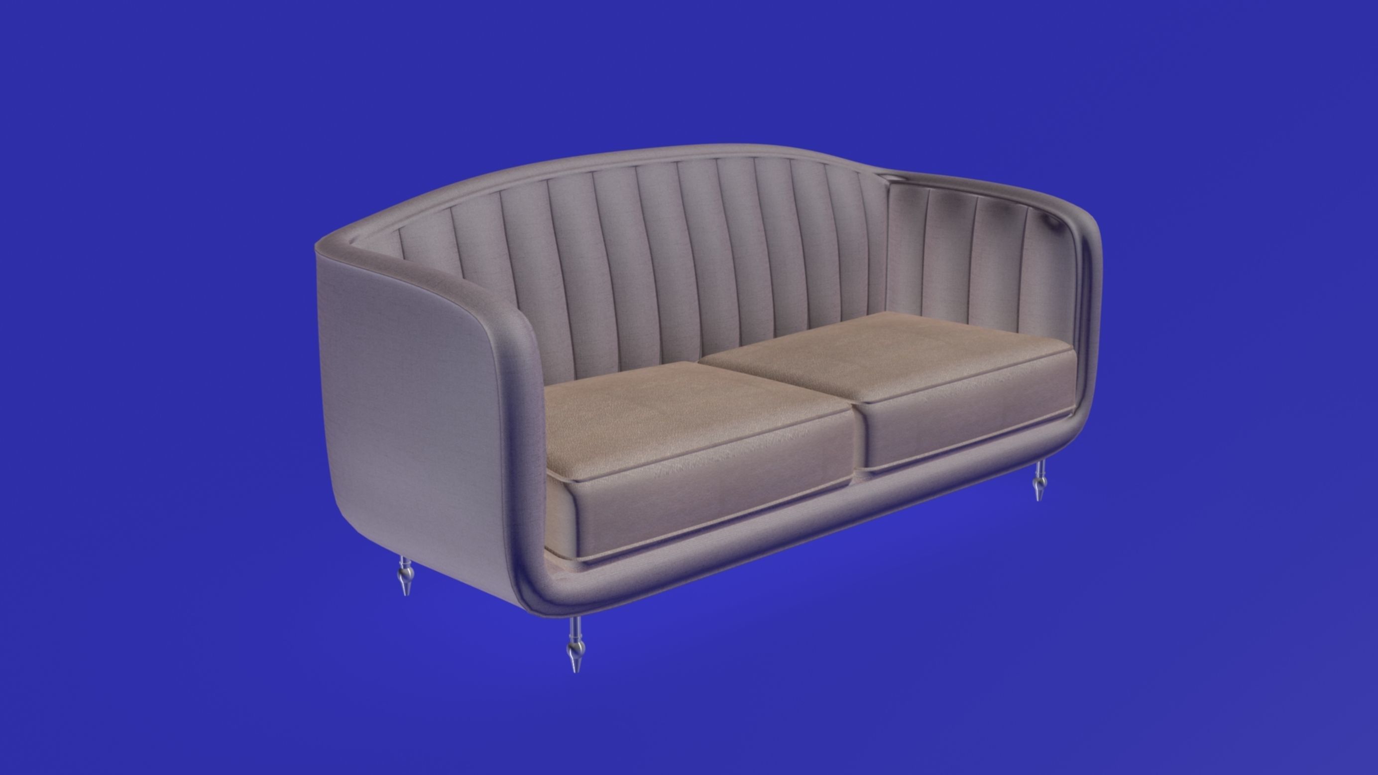 Nordic Scandinavian smooth rounded sofa 3D model_2