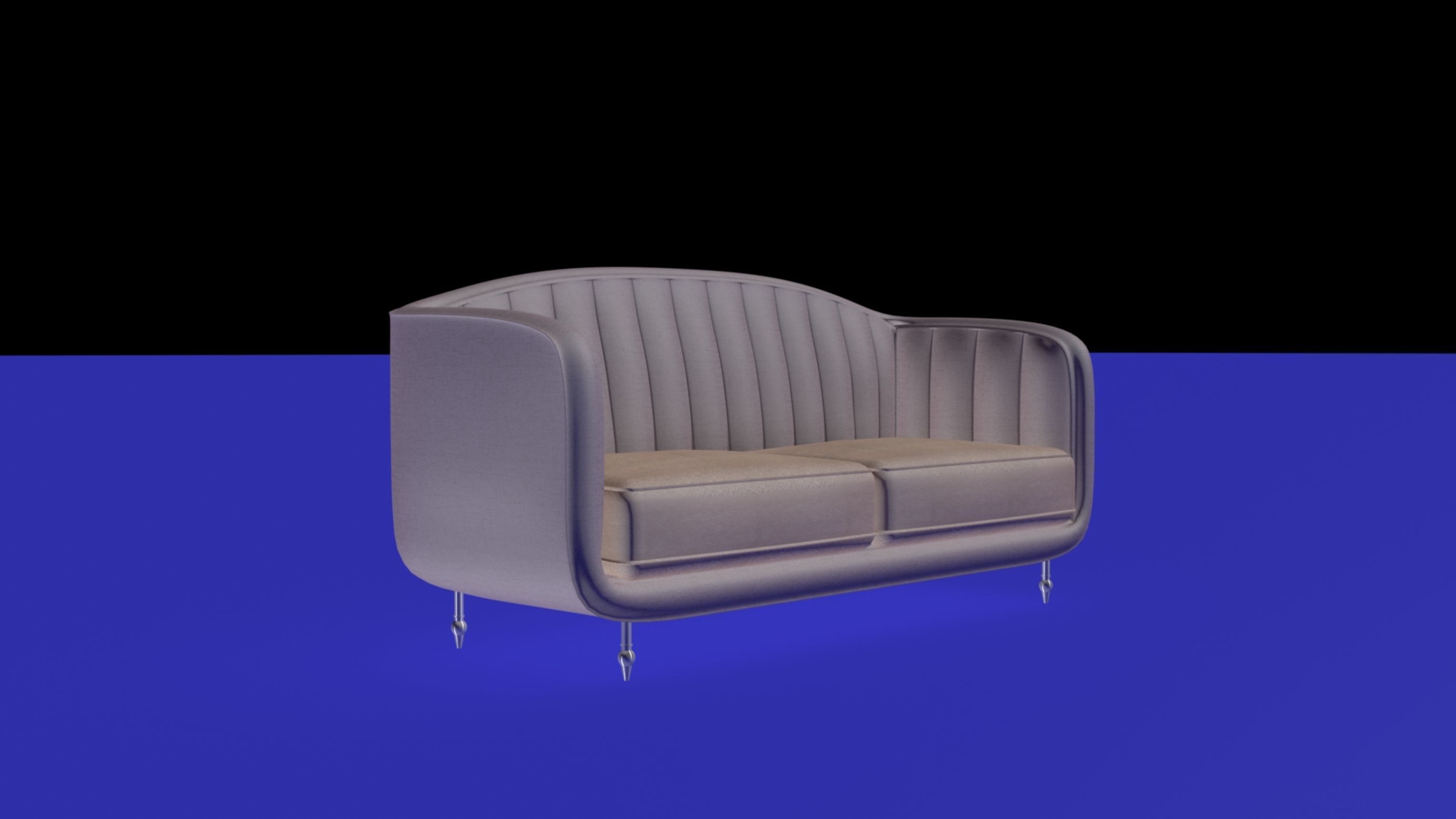 Nordic Scandinavian smooth rounded sofa 3D model_4