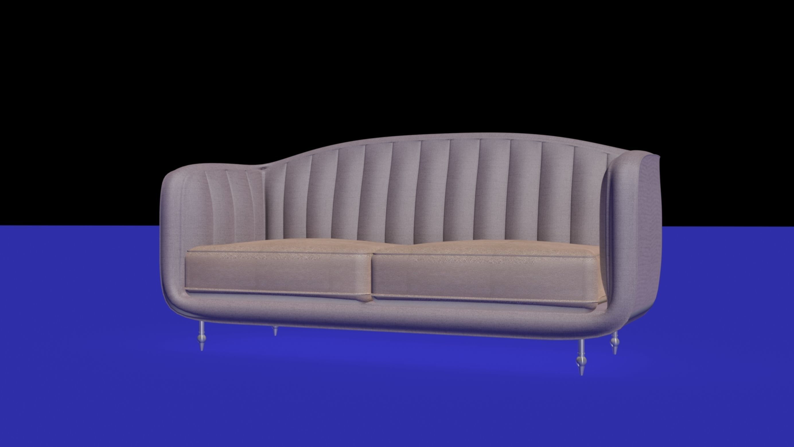 Nordic Scandinavian smooth rounded sofa 3D model_6