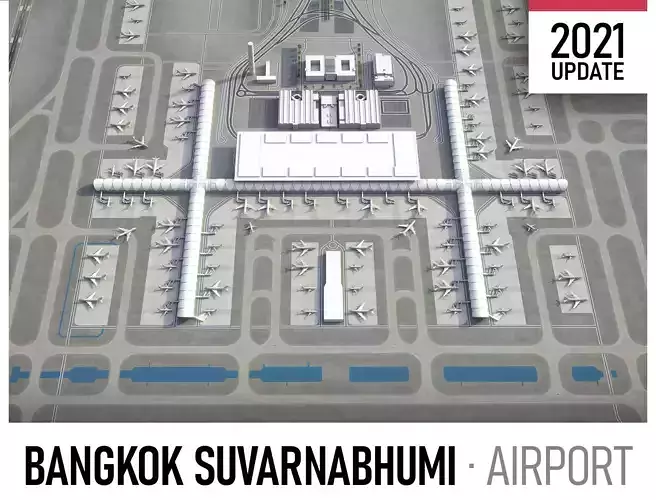 Bangkok Suvarnabhumi Airport Low-poly 3D model