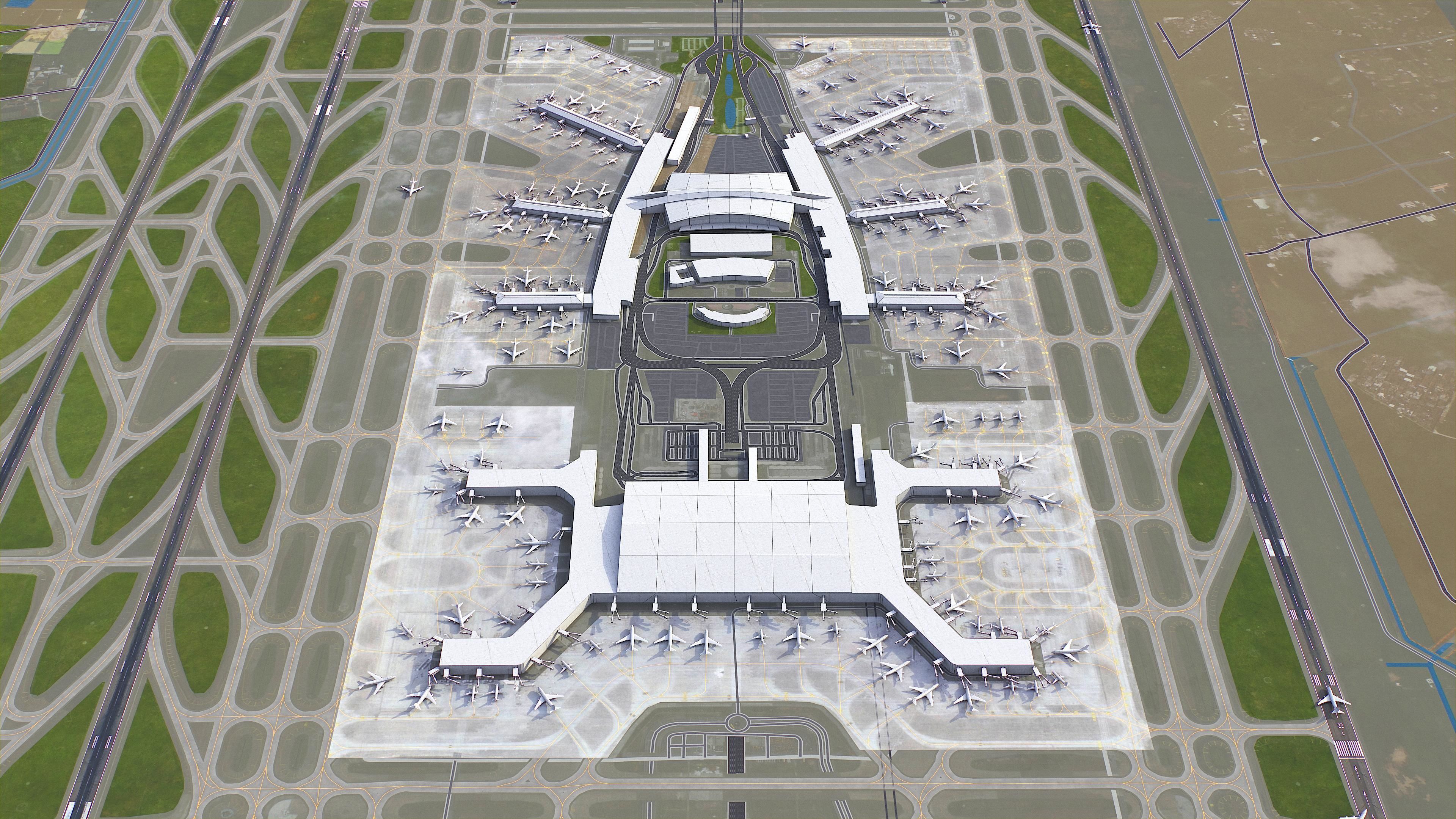 Guangzhou - Baiyun Airport Low-poly 3D model_3