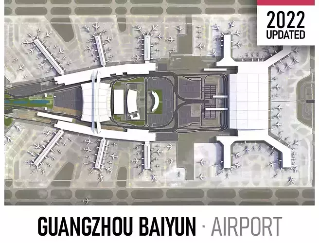 Guangzhou - Baiyun Airport Low-poly 3D model