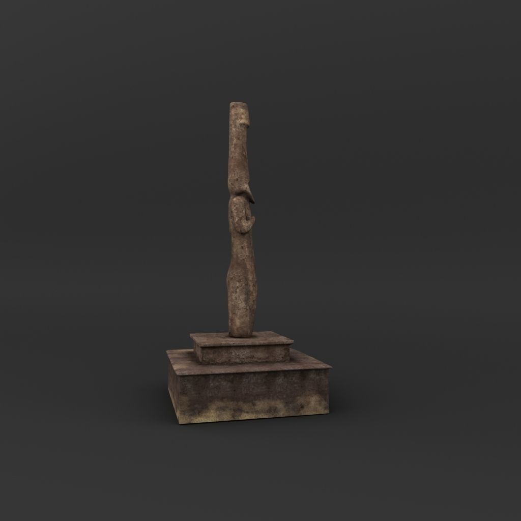 Idol A wooden statue 3D model_1