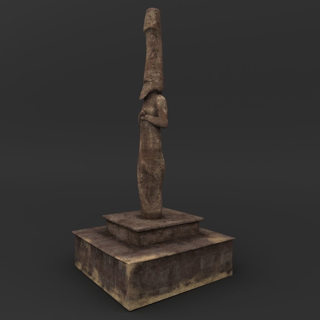 Idol A wooden statue 3D model_3