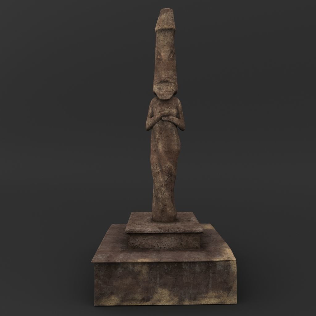Idol A wooden statue 3D model_2