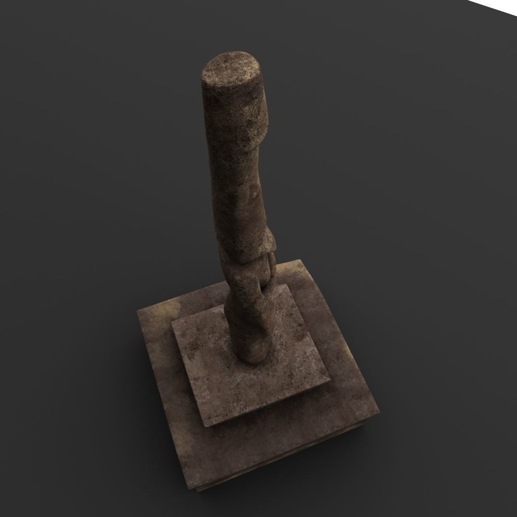 Idol A wooden statue 3D model_5