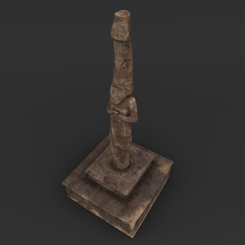 Idol A wooden statue 3D model_4