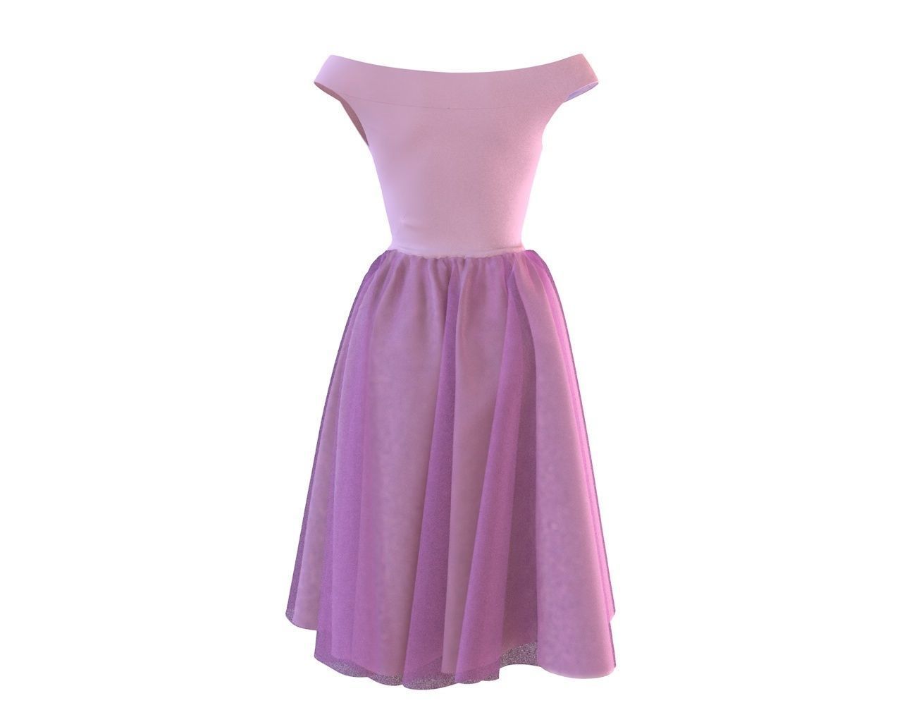 Stylish Designer Women with Tulle Skirt dress 3D model 3D model_8