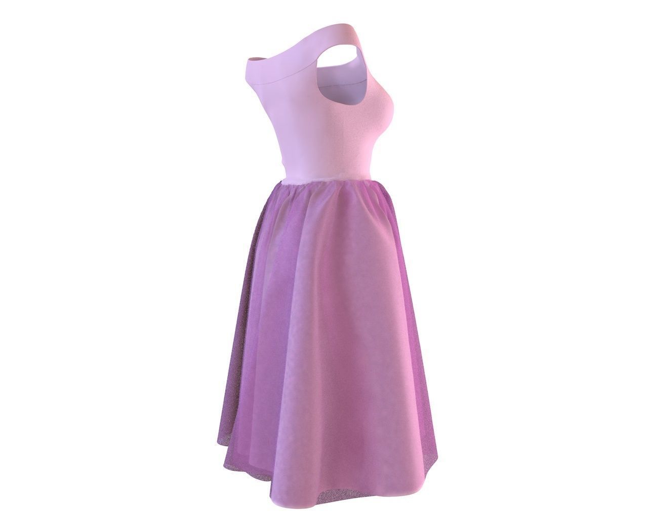 Stylish Designer Women with Tulle Skirt dress 3D model 3D model_6
