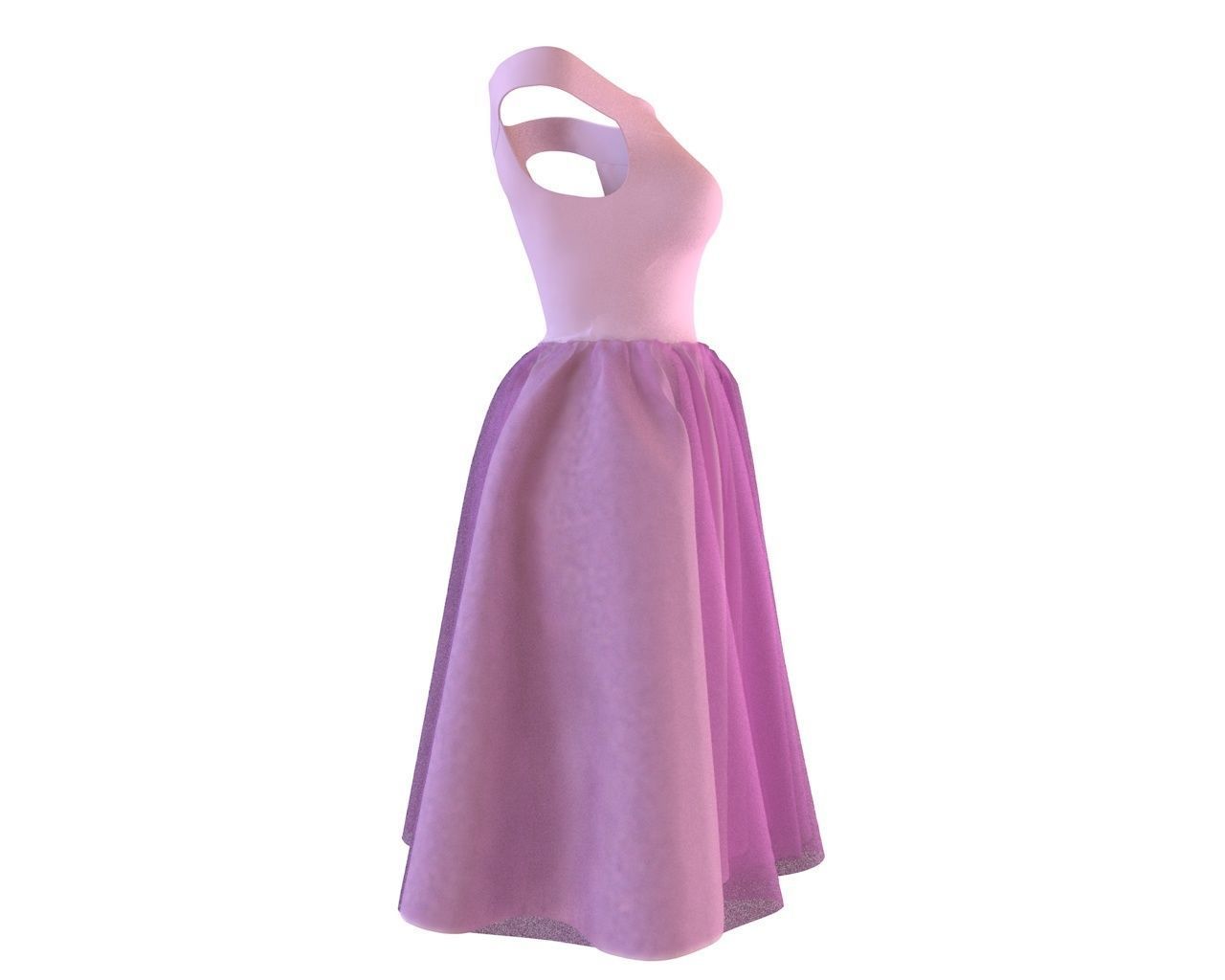 Stylish Designer Women with Tulle Skirt dress 3D model 3D model_5