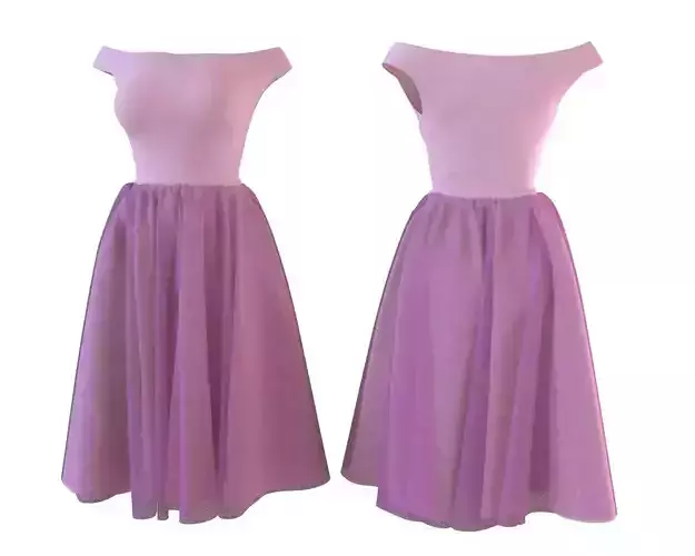 Stylish Designer Women with Tulle Skirt dress 3D model 3D model