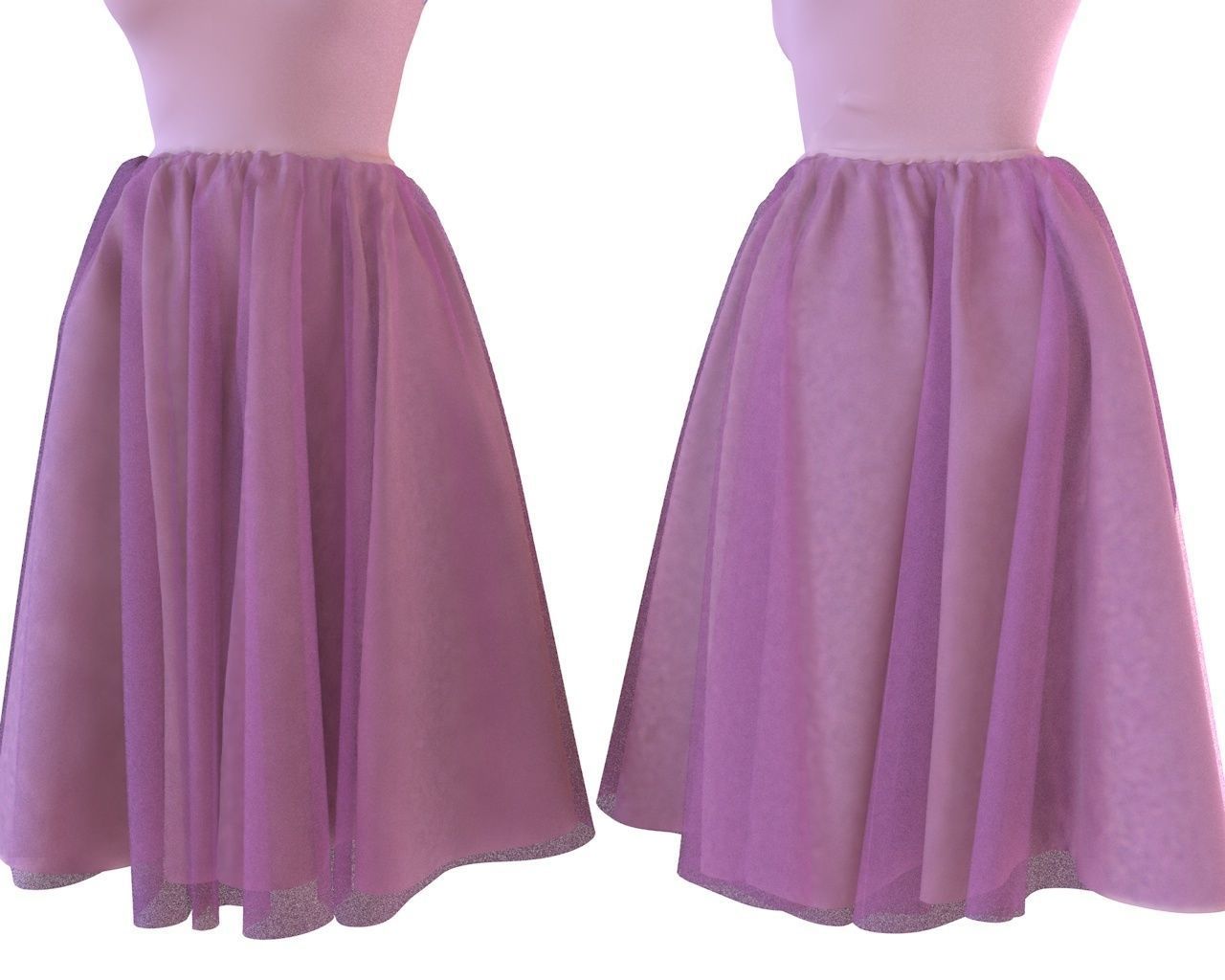 Stylish Designer Women with Tulle Skirt dress 3D model 3D model_2