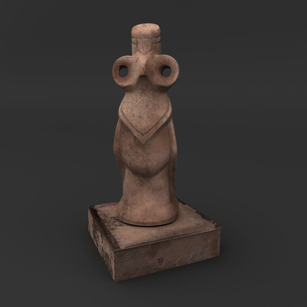 Idol C ancient statue 3D model_5