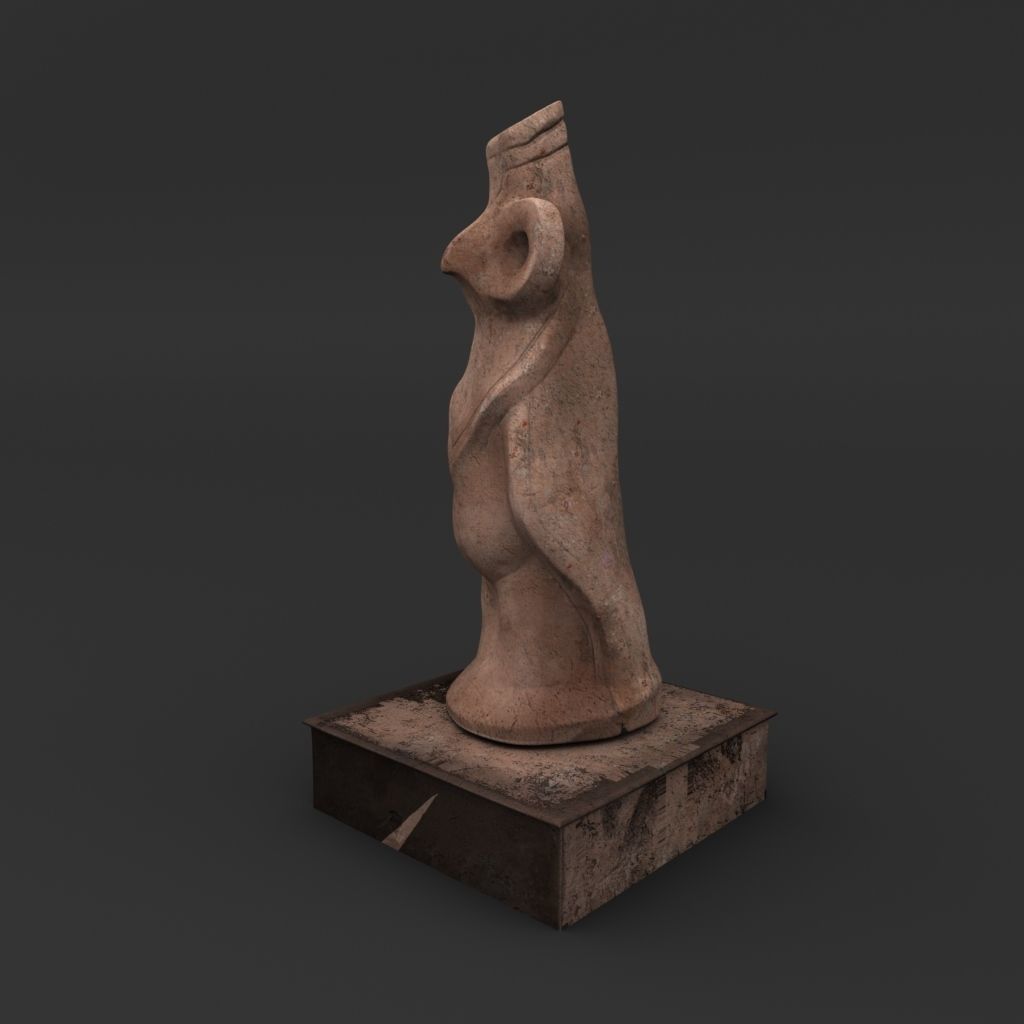 Idol C ancient statue 3D model_6