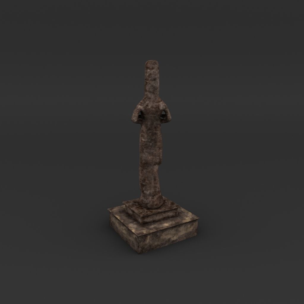 Idol E old statue 3D model_1