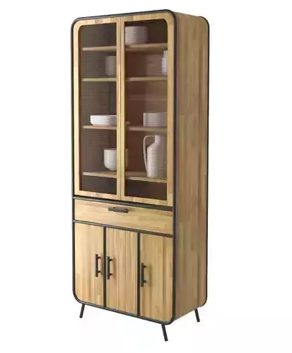 Wooden cabinet with netting
