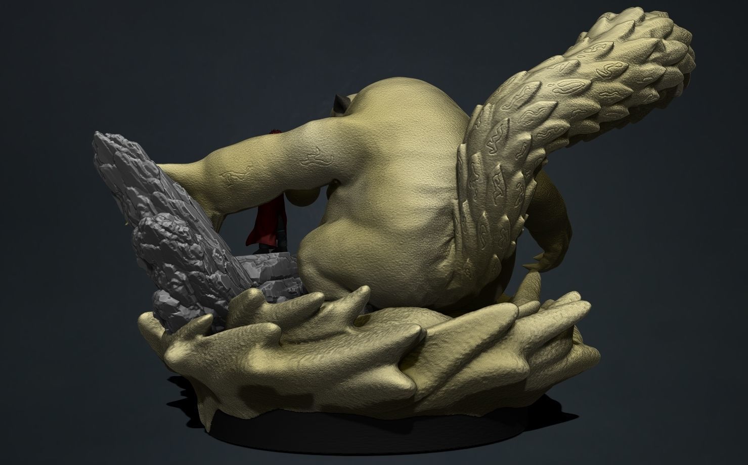 naruto shippuden - gaara and shukaku 3d print statue 3D print model_7