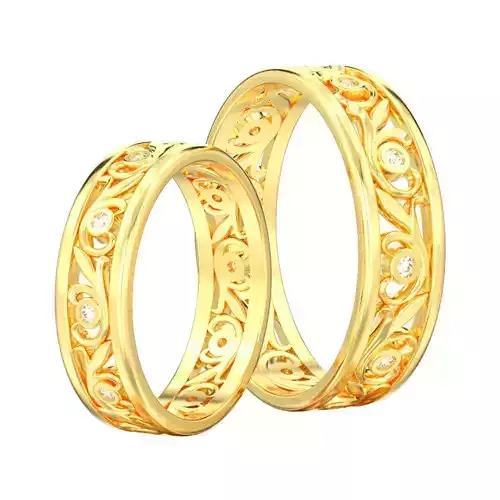 Set of two wedding diamond rings with ornament