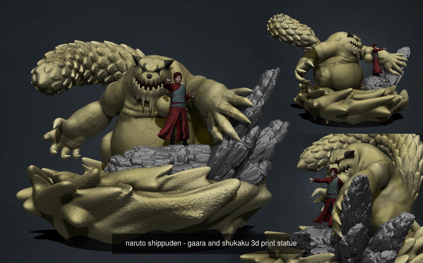 naruto and gaara with their tailed beasts 3d print statues 3D Model Collection_3