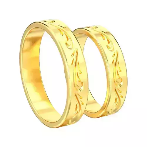 Set of two wedding rings with ornament