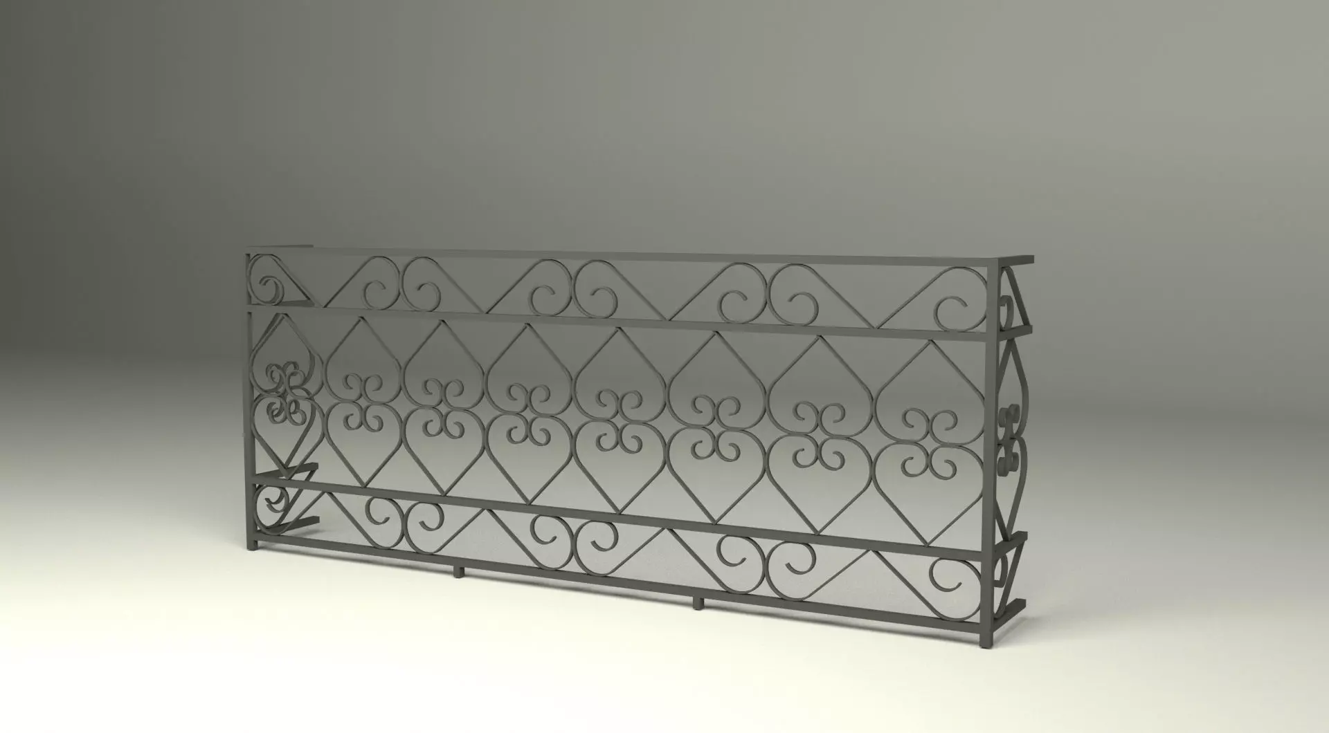 Handrail wrought iron railing 3D model_0