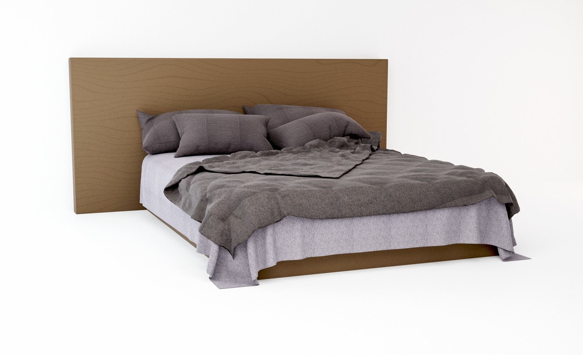 Modern Bed 01 2020 Low-poly 3D model_3