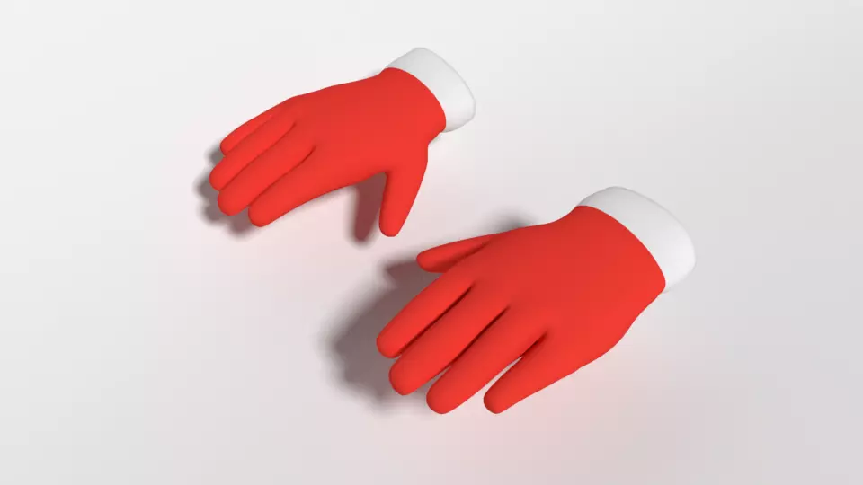 Cartoon Christmas Gloves 3D model